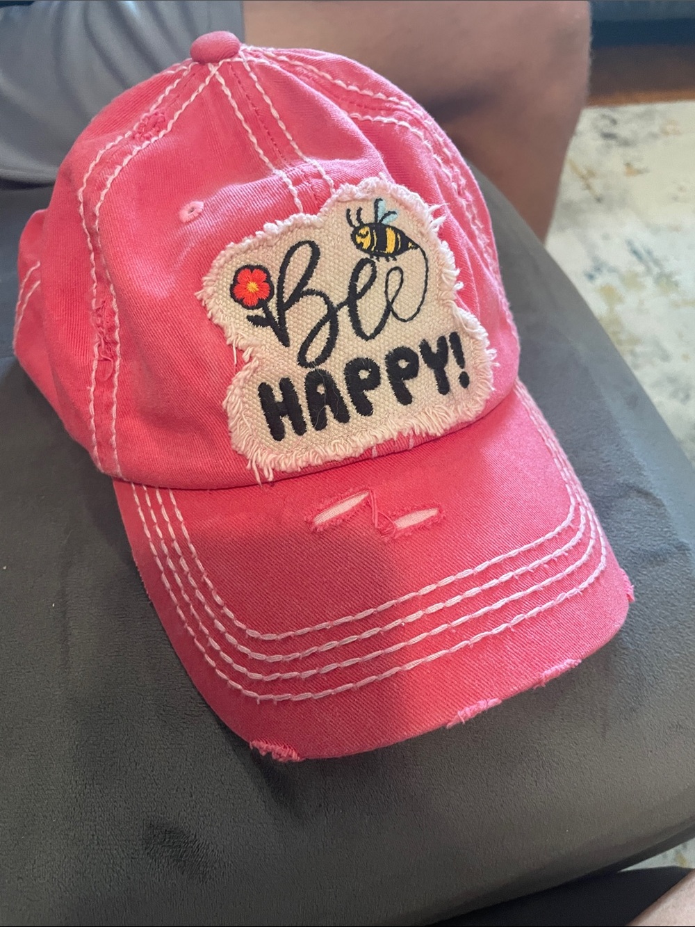 KBETHOS Pink 'Bee Happy' Embroidered Baseball Cap